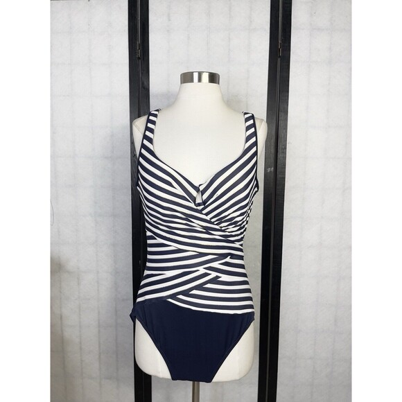 Miracle suits New Directions Layered Escape One Piece Swimsuit Midnight Navy 8 - Picture 2 of 6